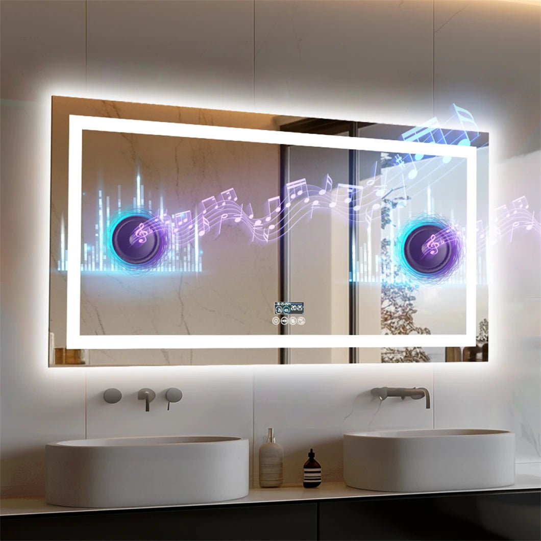 Borwart Smart LED Vanity Mirror With Bluetooth Display Anti Fog