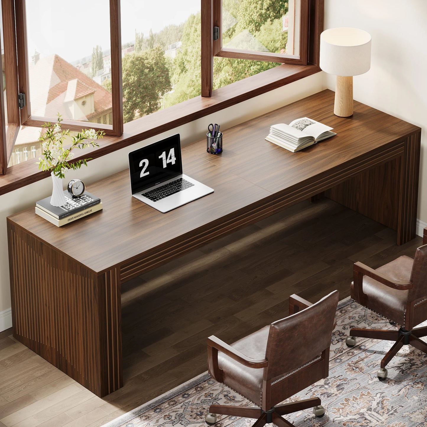 Tribesigns Two Person Wooden Desk For Home Office Computer