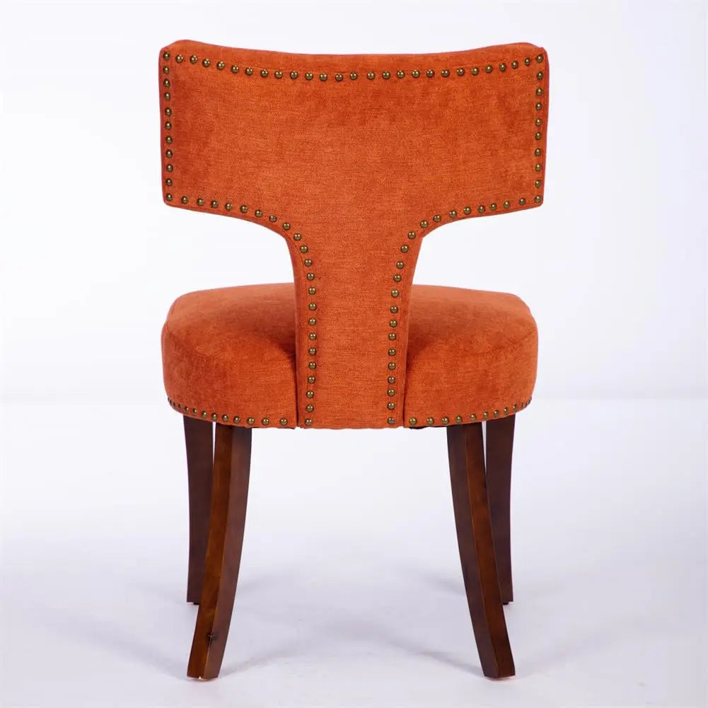 Upholstered Dining Chairs Set of 2 With Nailhead Trim and Wood Legs