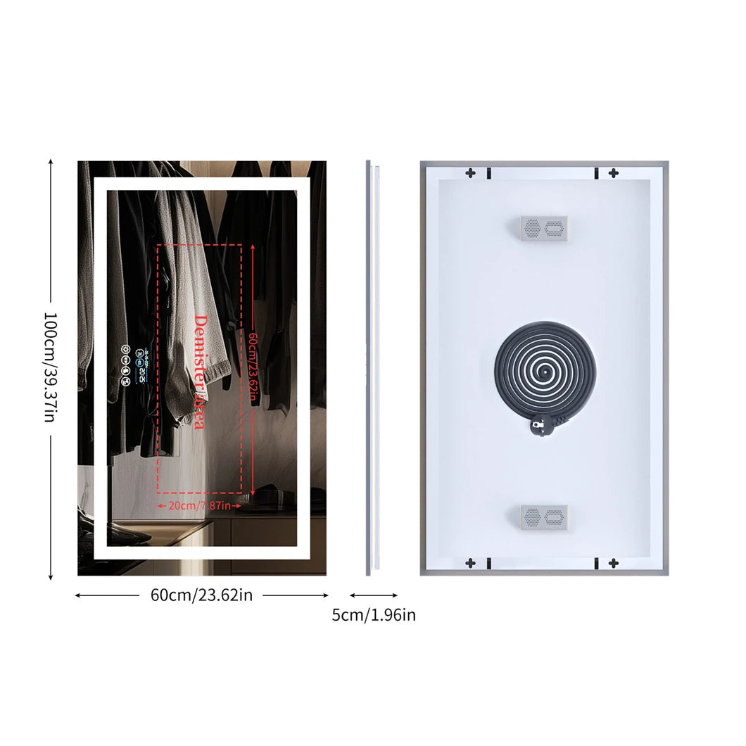 Borwart Smart LED Vanity Mirror With Bluetooth Display Anti Fog
