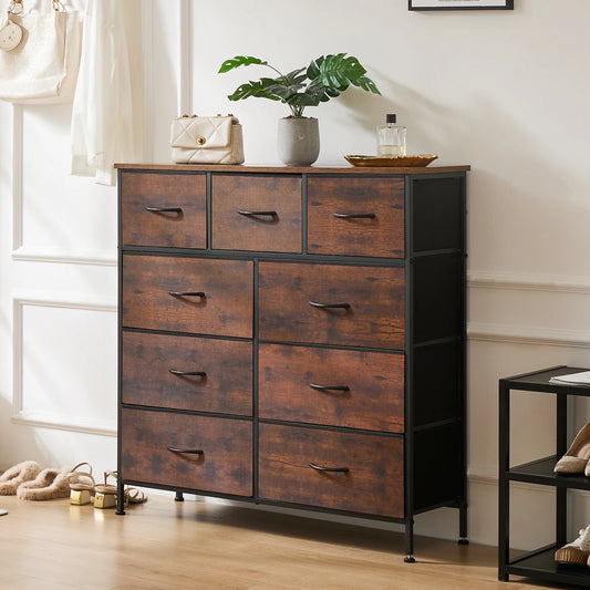 JHK Fabric Storage Dresser With Nine Drawers For Bedroom