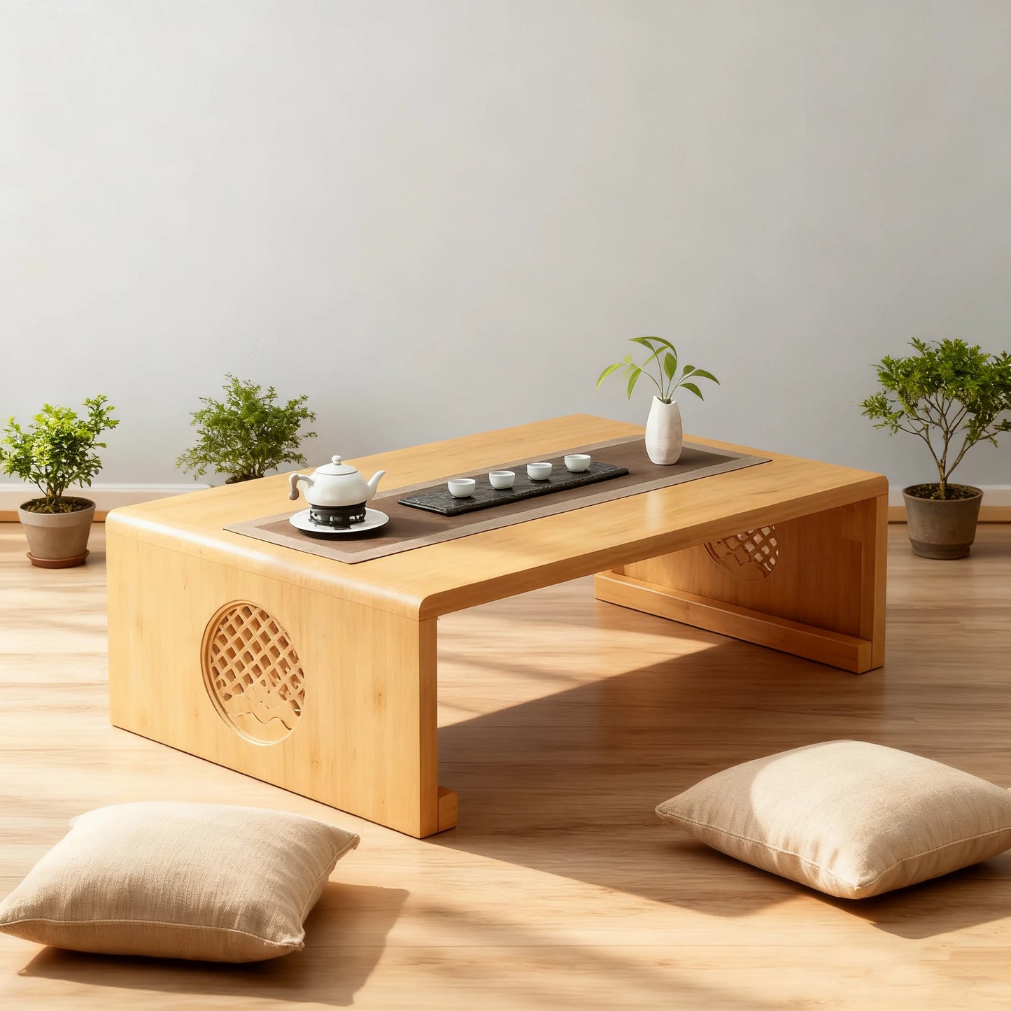 Foldable Japanese Style Floor Seating Low Table With ExtraordinarilyDurable WoodenTatamiTable