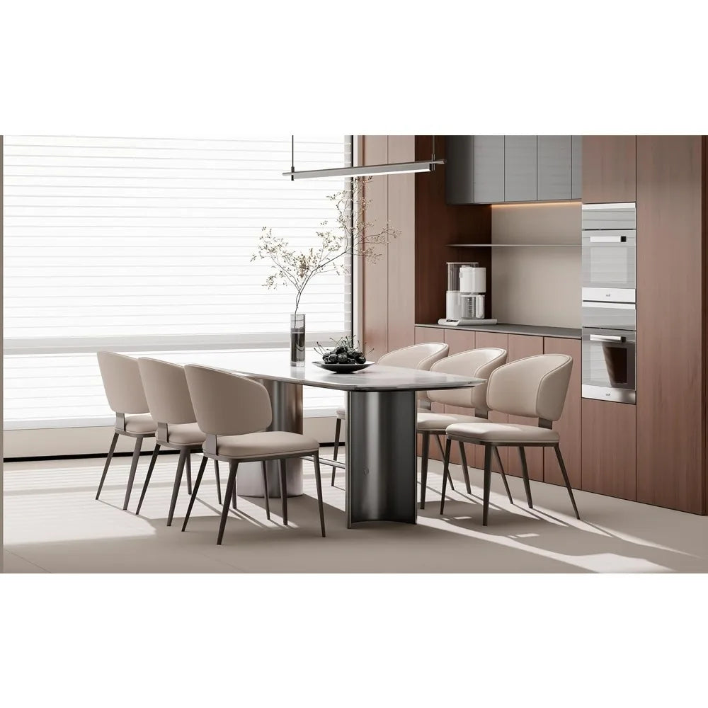 CHENGWEI Comfortable Dining Chairs Set Modern Upholstered Armless High Backrest