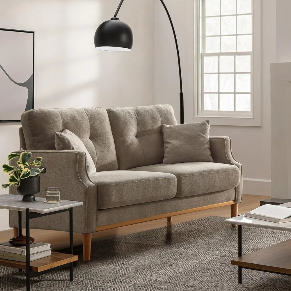 Ticify Velvet Upholstered Loveseat Sofa With USB Port