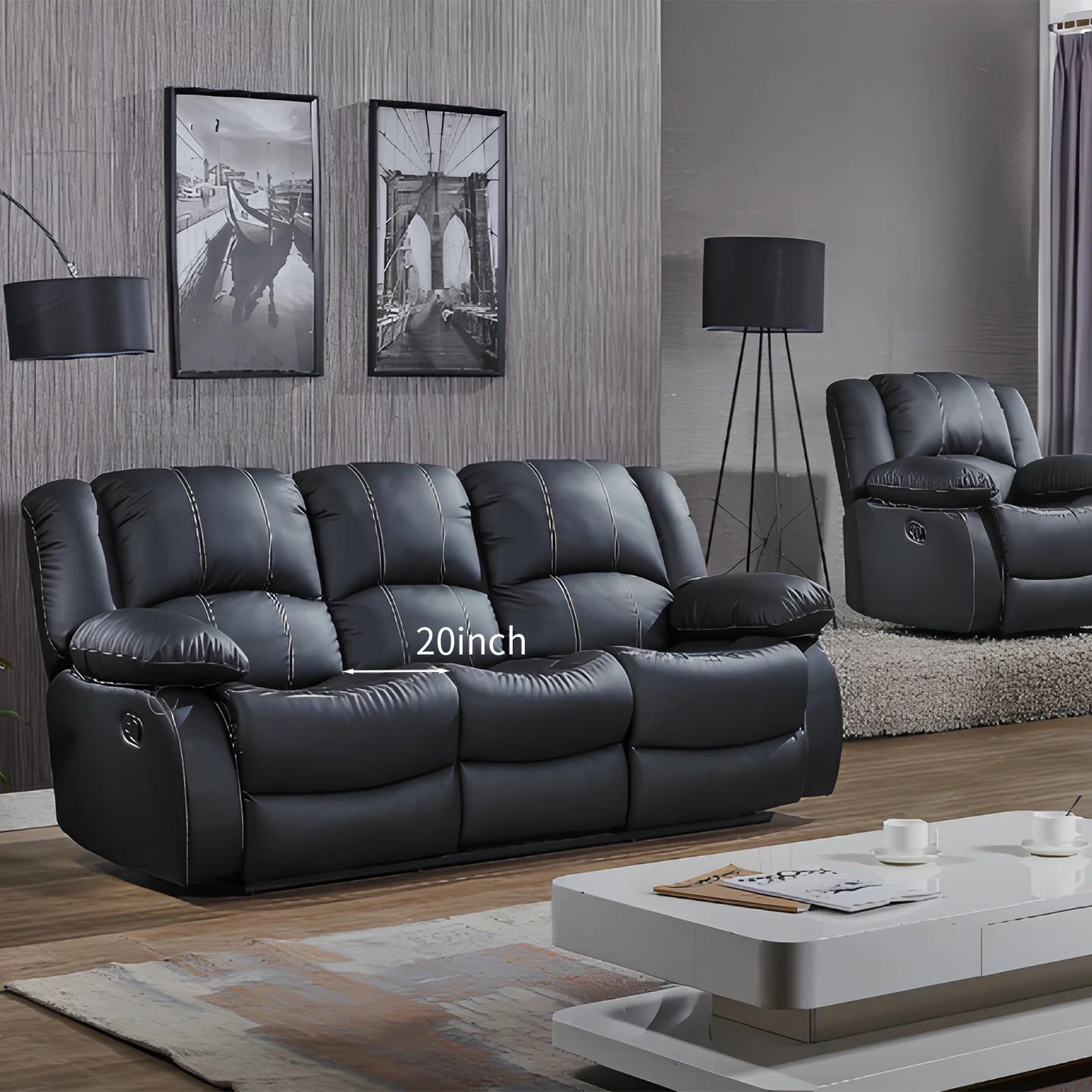 Power Loveseat Recliner Sofa With Storage Console Theater Seating