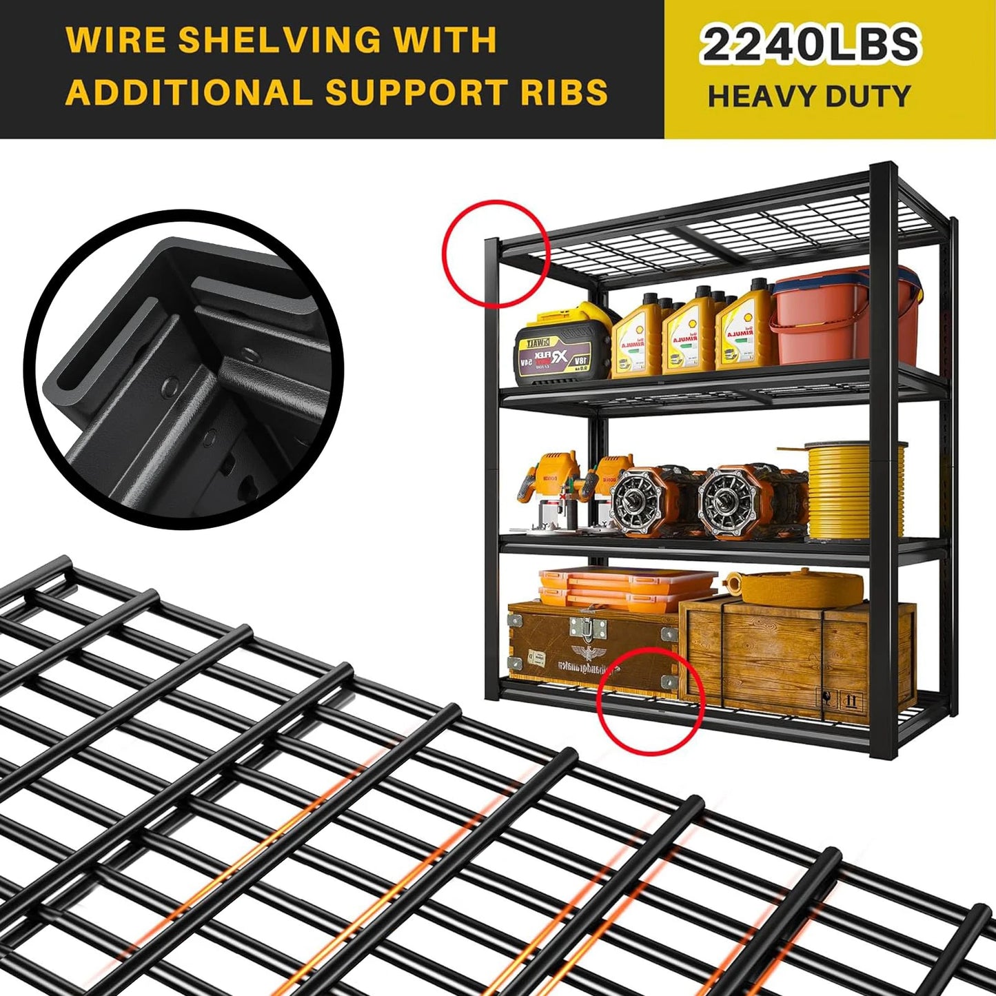Sturdy 4-Shelf Garage Storage Unit Supports Up To 2240 Pounds