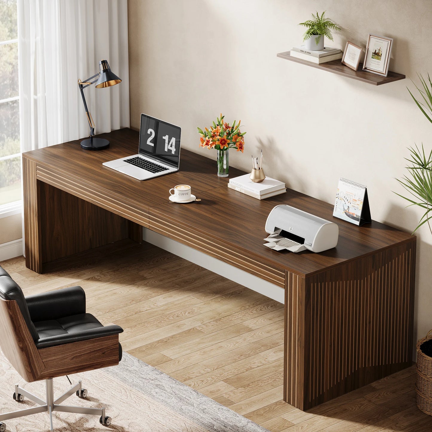 Tribesigns Two Person Wooden Desk For Home Office Computer
