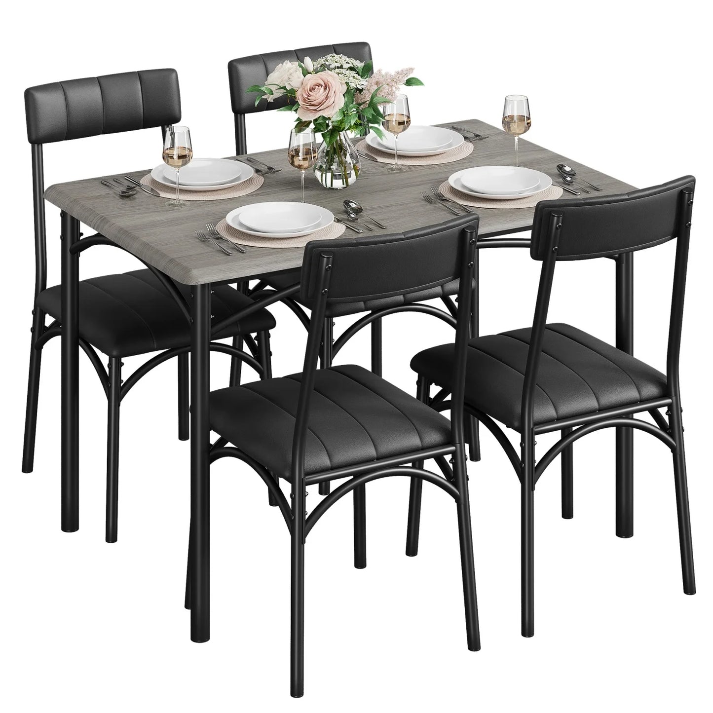HiMISS Dining Room Set For Four With Upholstered Chairs