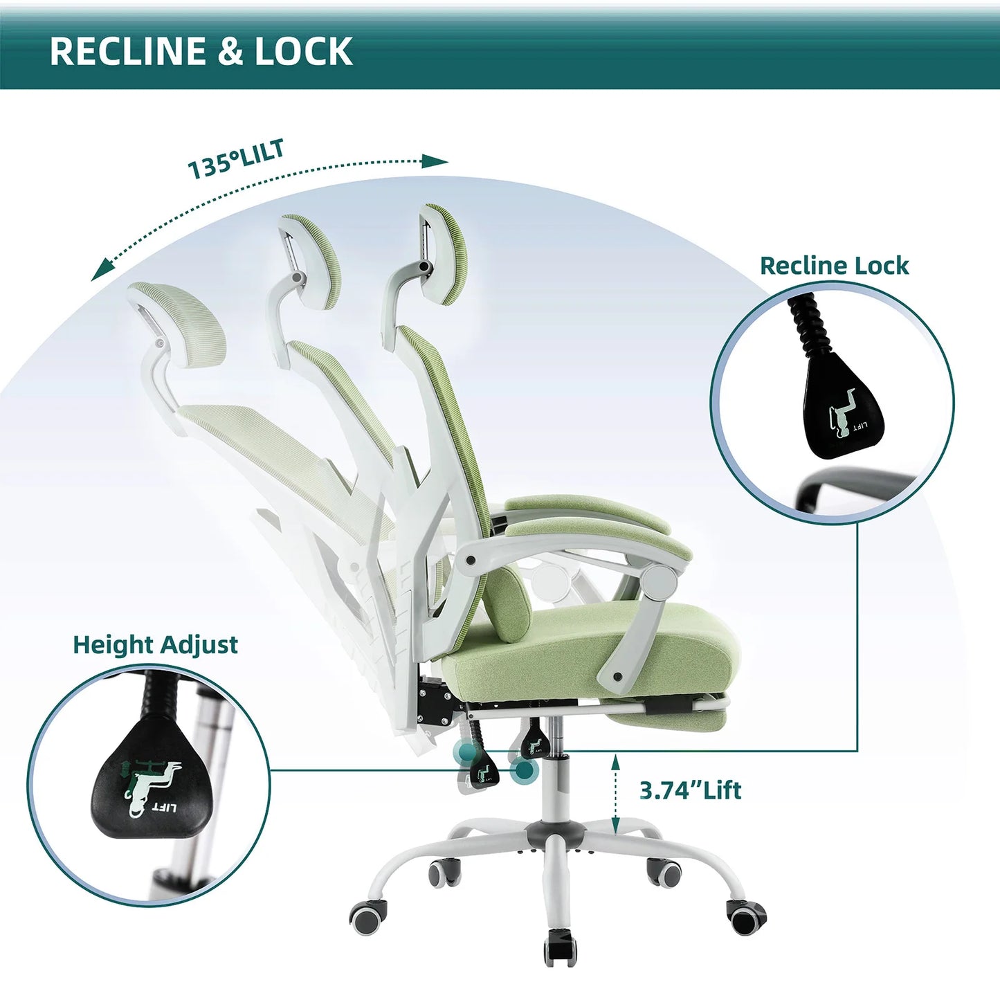 JHK Ergonomic Reclining High Back Mesh Office Chair