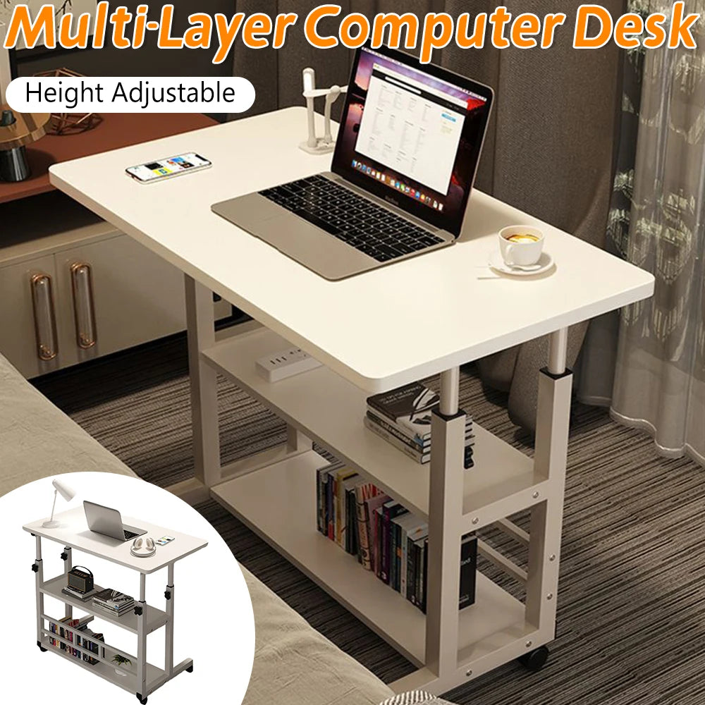APWIKOGER Multi Layer Standing Desk Height Adjustable Wooden Computer Desk Workstation Bedside Table For Home Office
