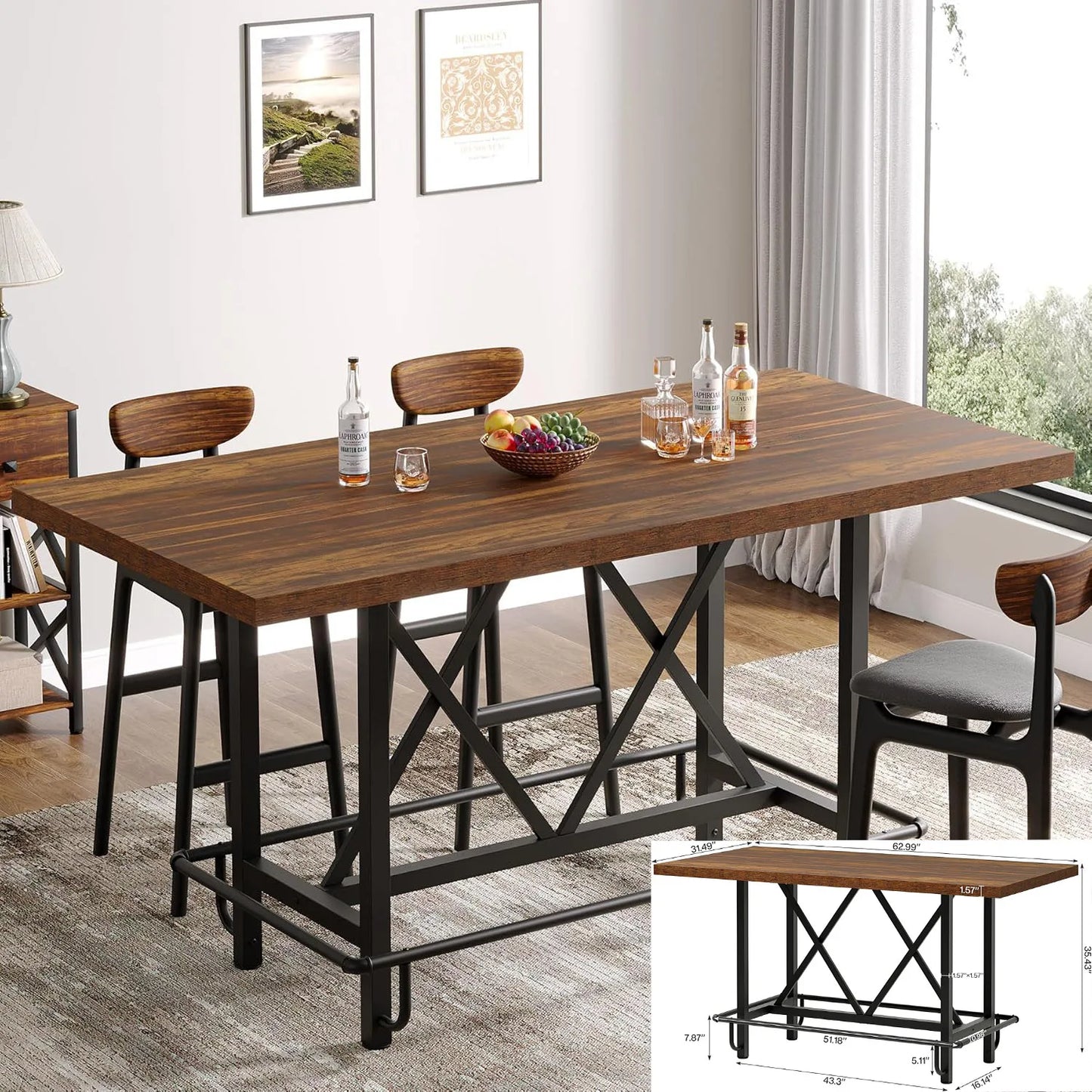 LITTLE TREE Farmhouse Dining Table for Dining Room