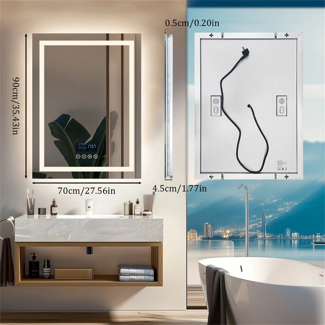 BORWART Smart LED Bathroom Mirror with Bluetooth Speaker