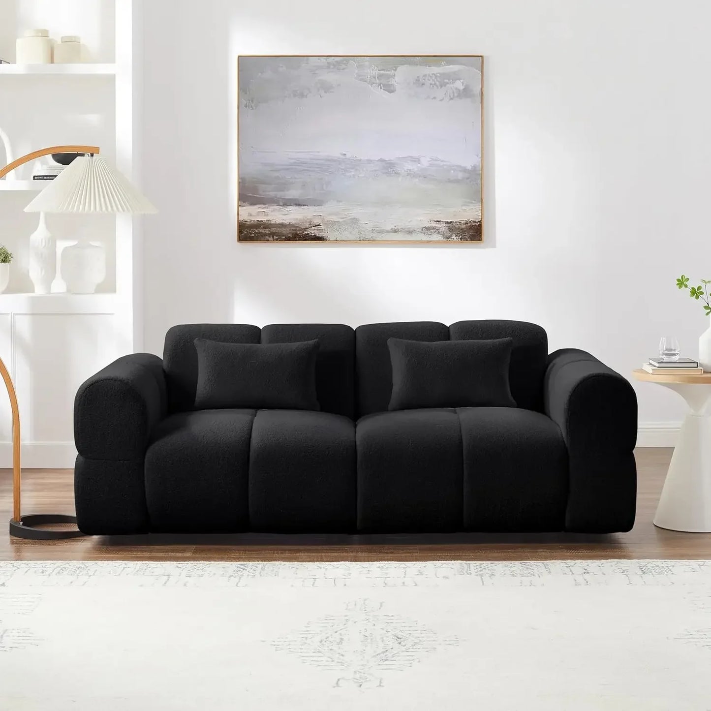 Guangbai Modern Boucle L Shaped Sofa Couch For Living Room