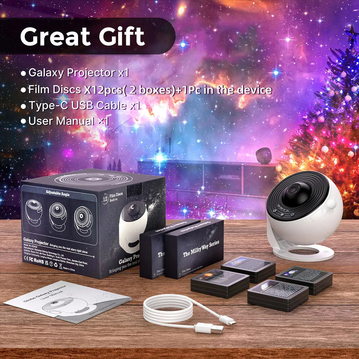 Mexllex Galaxy Ultral Star Projector 13 Film Discs Night Light