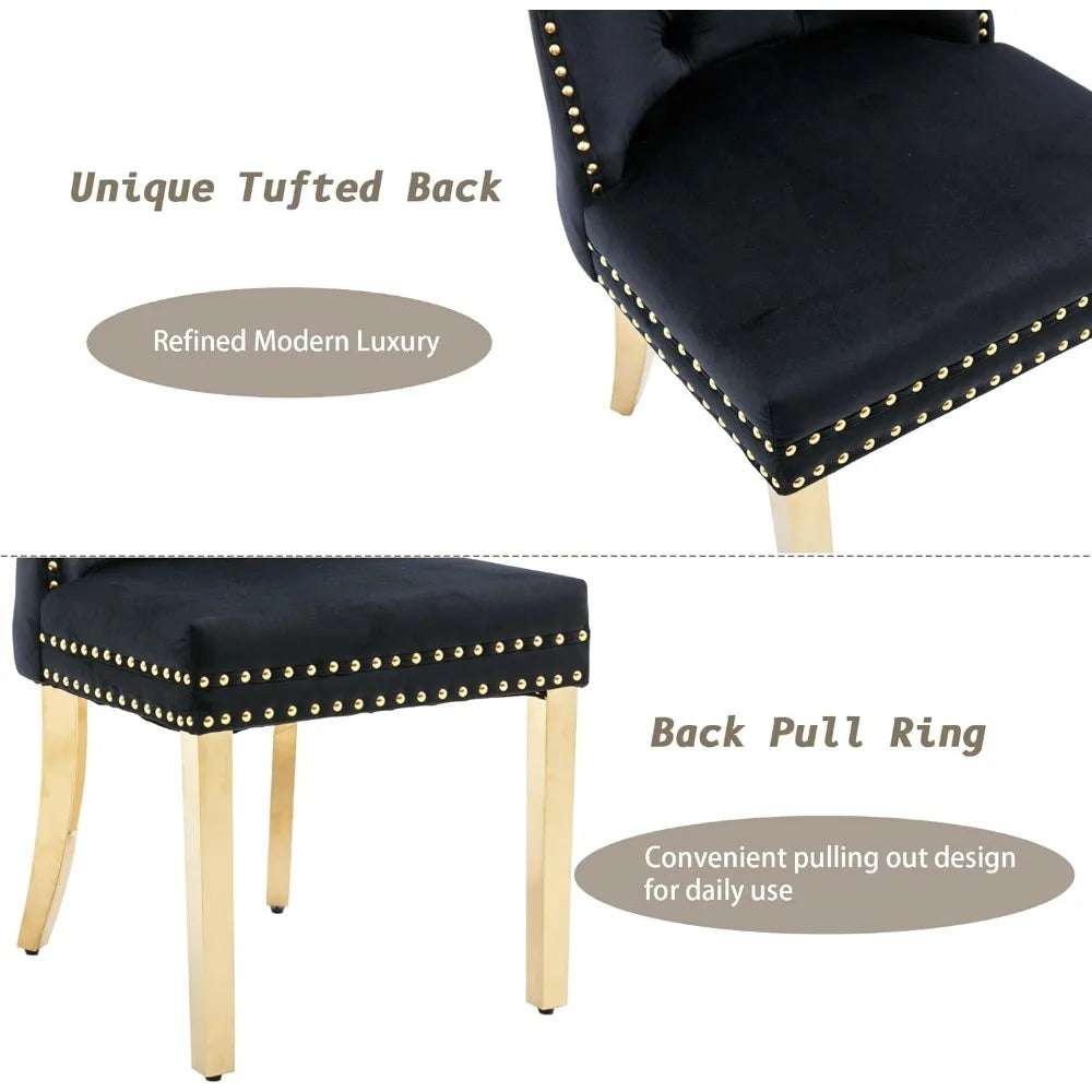 MOYU Velvet Tufted Dining Chairs Set Of 4 With Nailhead