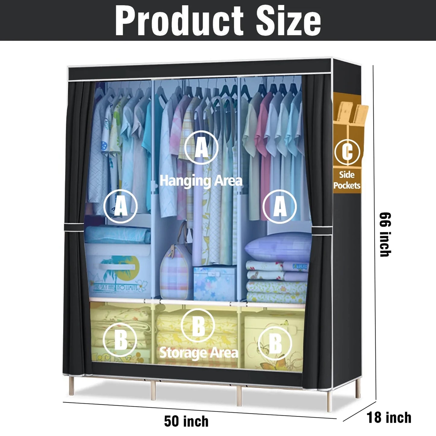 Closet Wardrobe Organizer Storage Dustproof Nonwoven Fabric Clothes Shelf