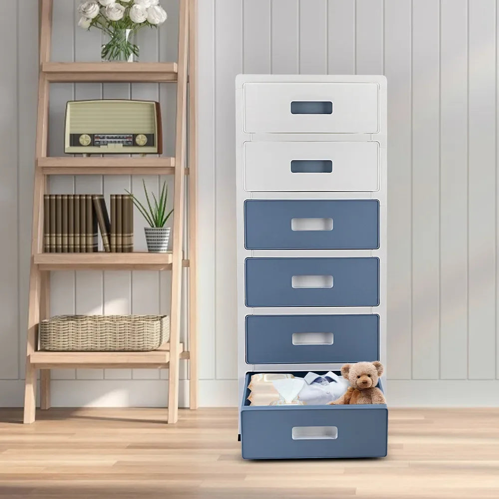6 Drawer Storage Organizer Cabinet On Wheels Plastic Dresser For Home