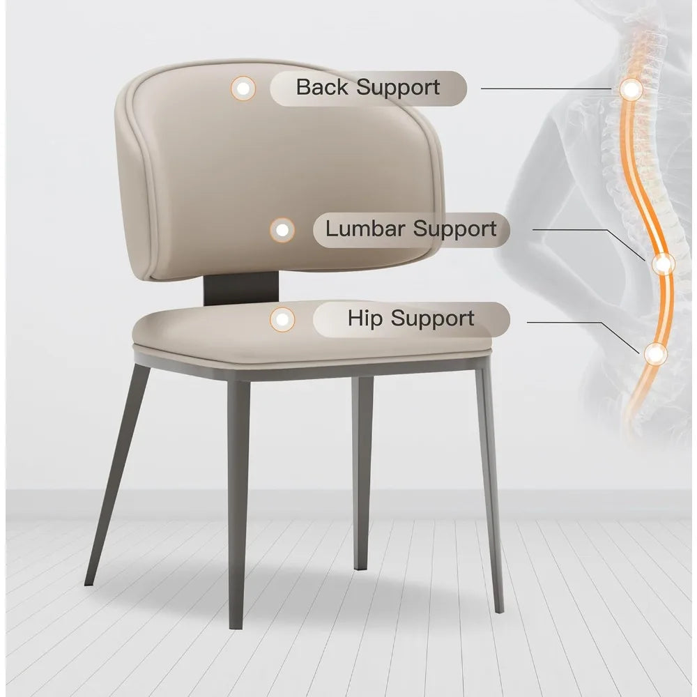 CHENGWEI Comfortable Dining Chairs Set Modern Upholstered Armless High Backrest
