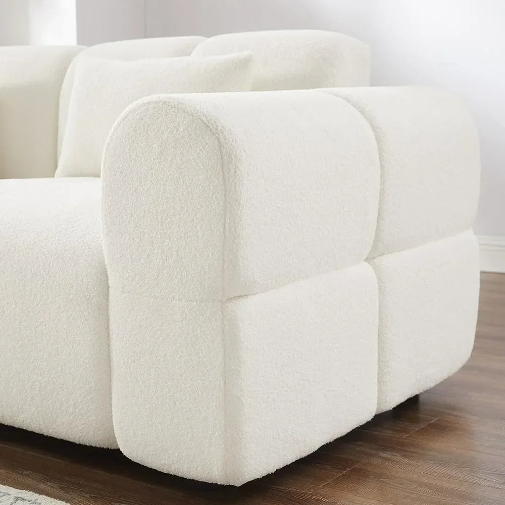 Guangbai Modern Boucle L Shaped Sofa Couch For Living Room