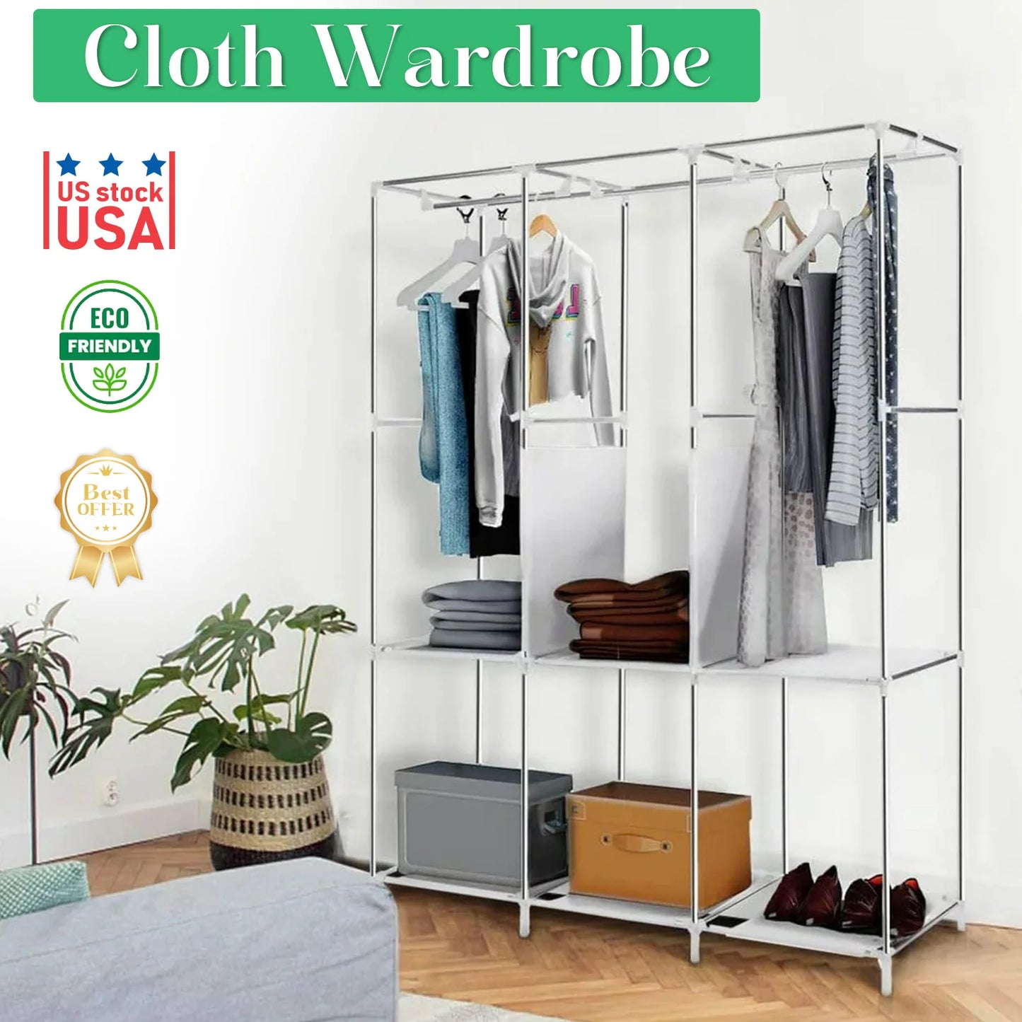 Closet Wardrobe Organizer Storage Dustproof Nonwoven Fabric Clothes Shelf