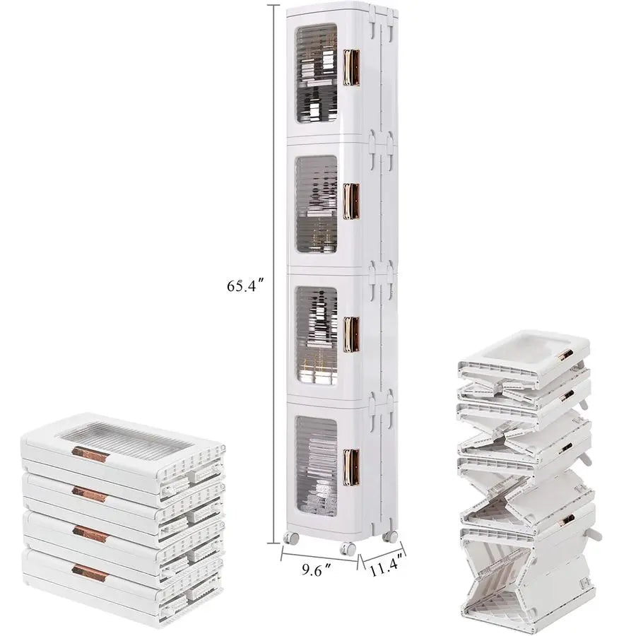 Tall Narrow Storage Cabinet on Wheels with Adjustable Shelves