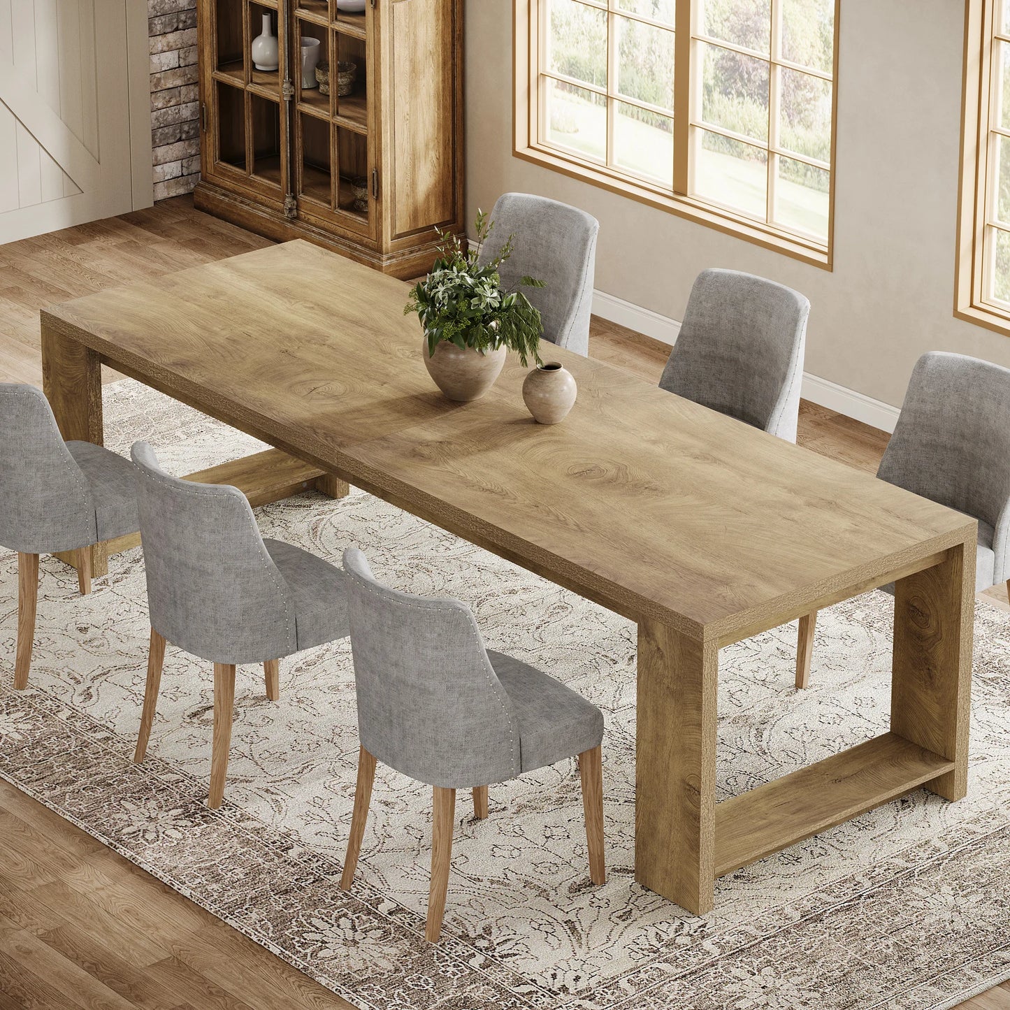 Tribesigns Modern Dining Table With Pedestal Base Rectangular Kitchen