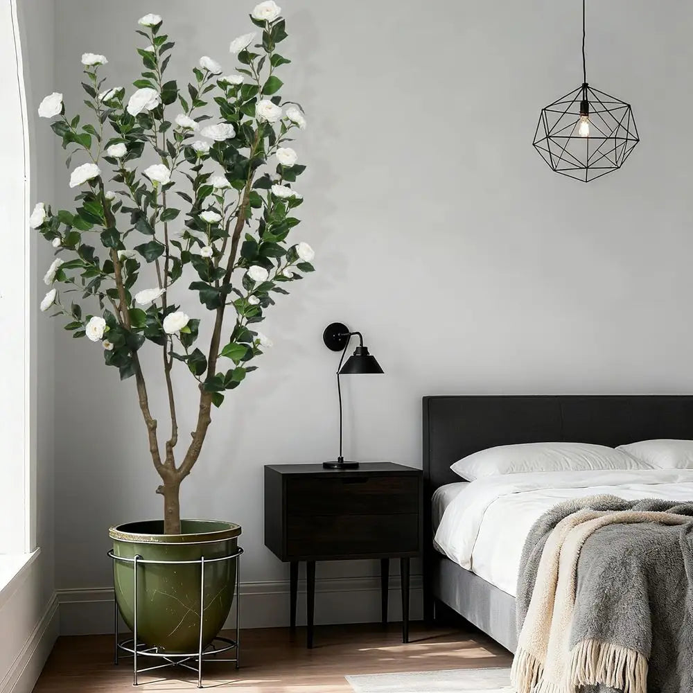 Tall Camellia Artificial Tree With Handcrafted Floral Decor Indoor Outdoor