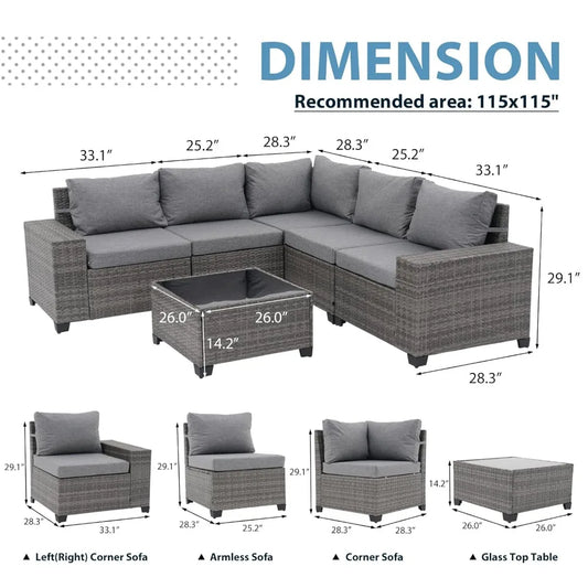 Outdoor Patio Furniture Set Rattan Sectional Sofa Coffee Table