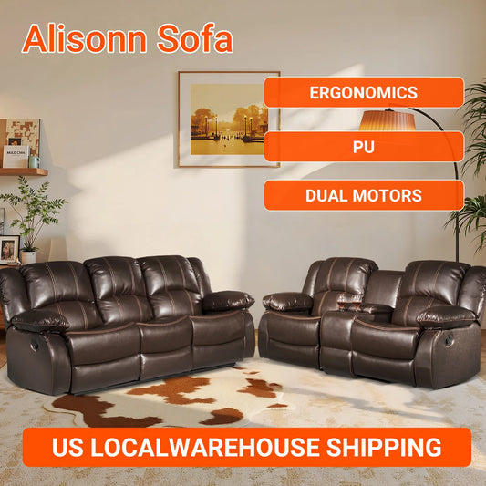 Power Loveseat Recliner Sofa With Storage Console Theater Seating