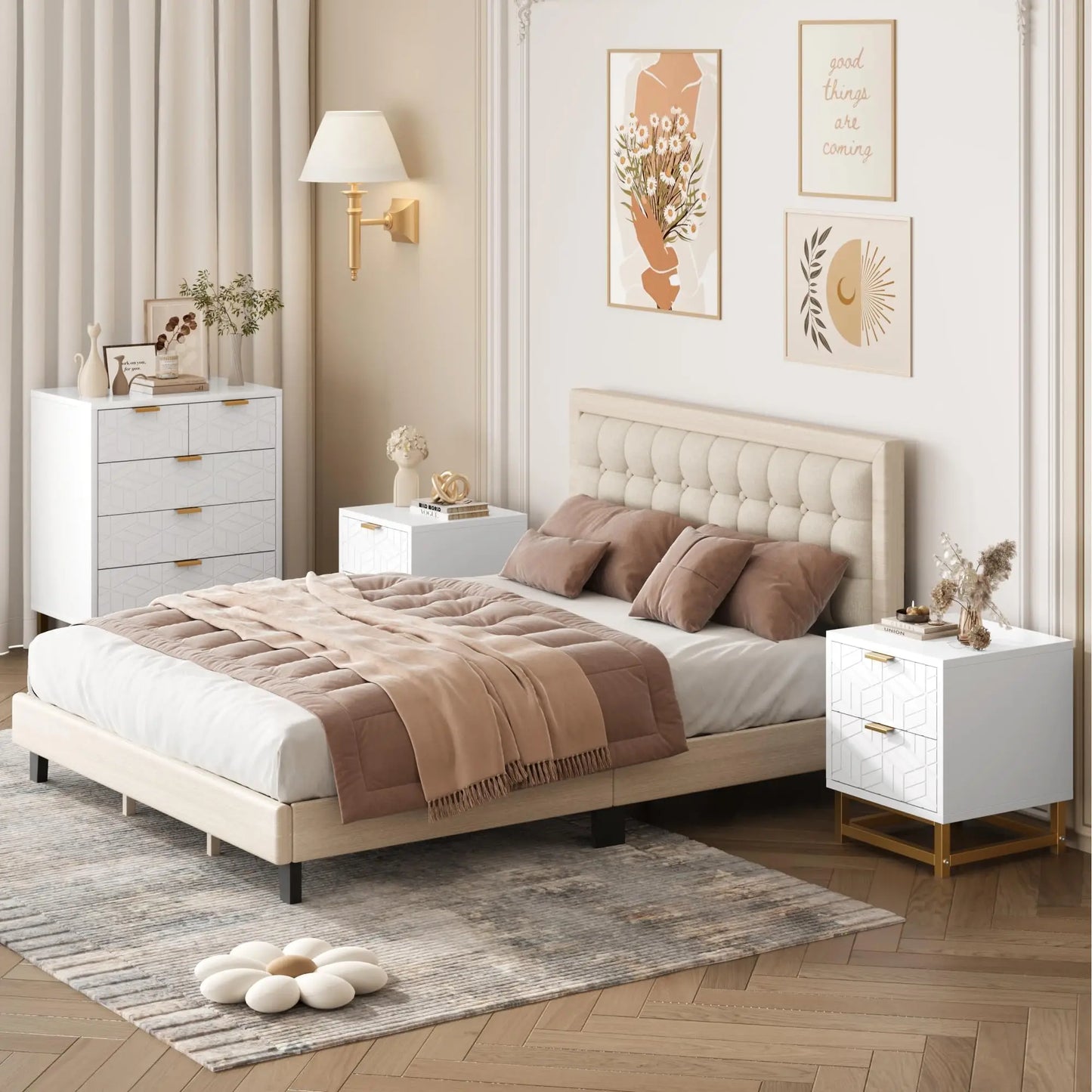 Studyset 5 Drawer Dresser With Metal Base Bedroom Cabinet