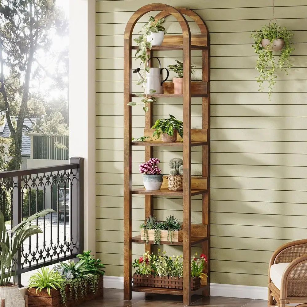 DAFIFY 6-Tier Narrow Bookshelf Arched Bookcase For Small Spaces