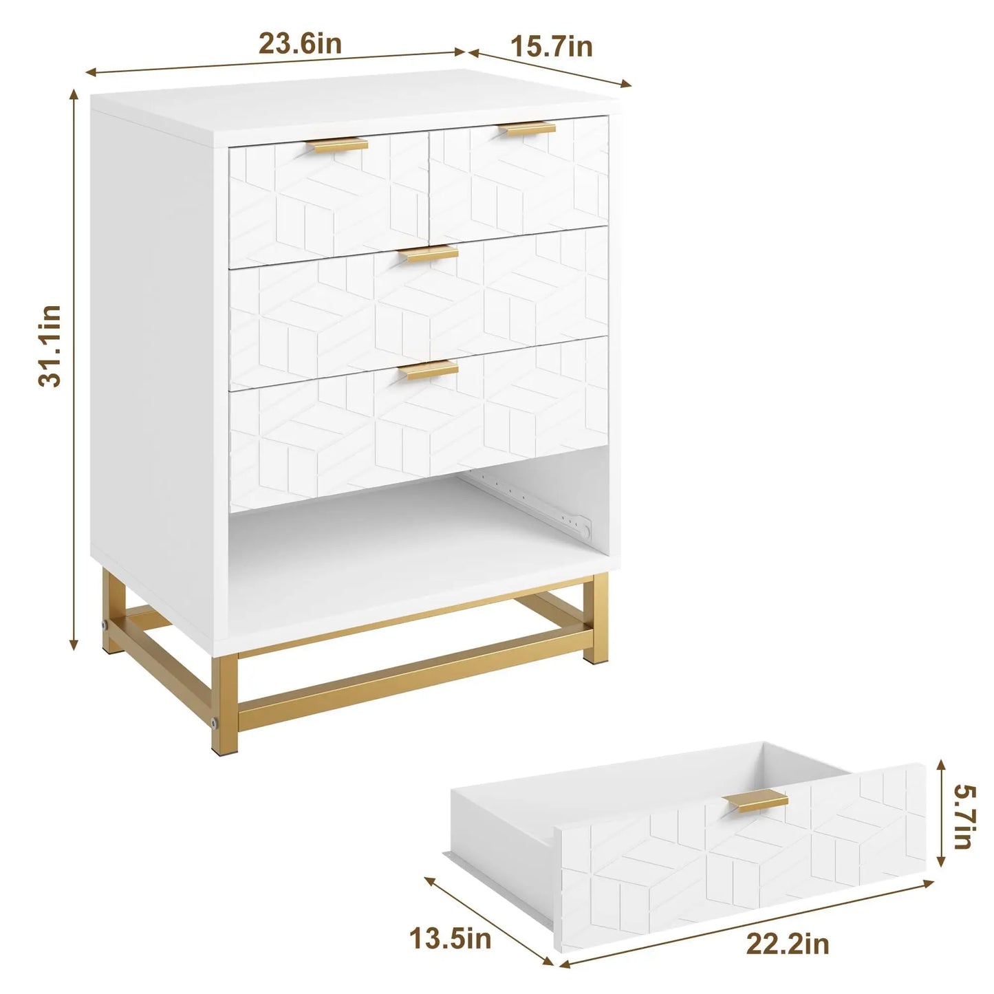 Studyset 5 Drawer Dresser With Metal Base Bedroom Cabinet