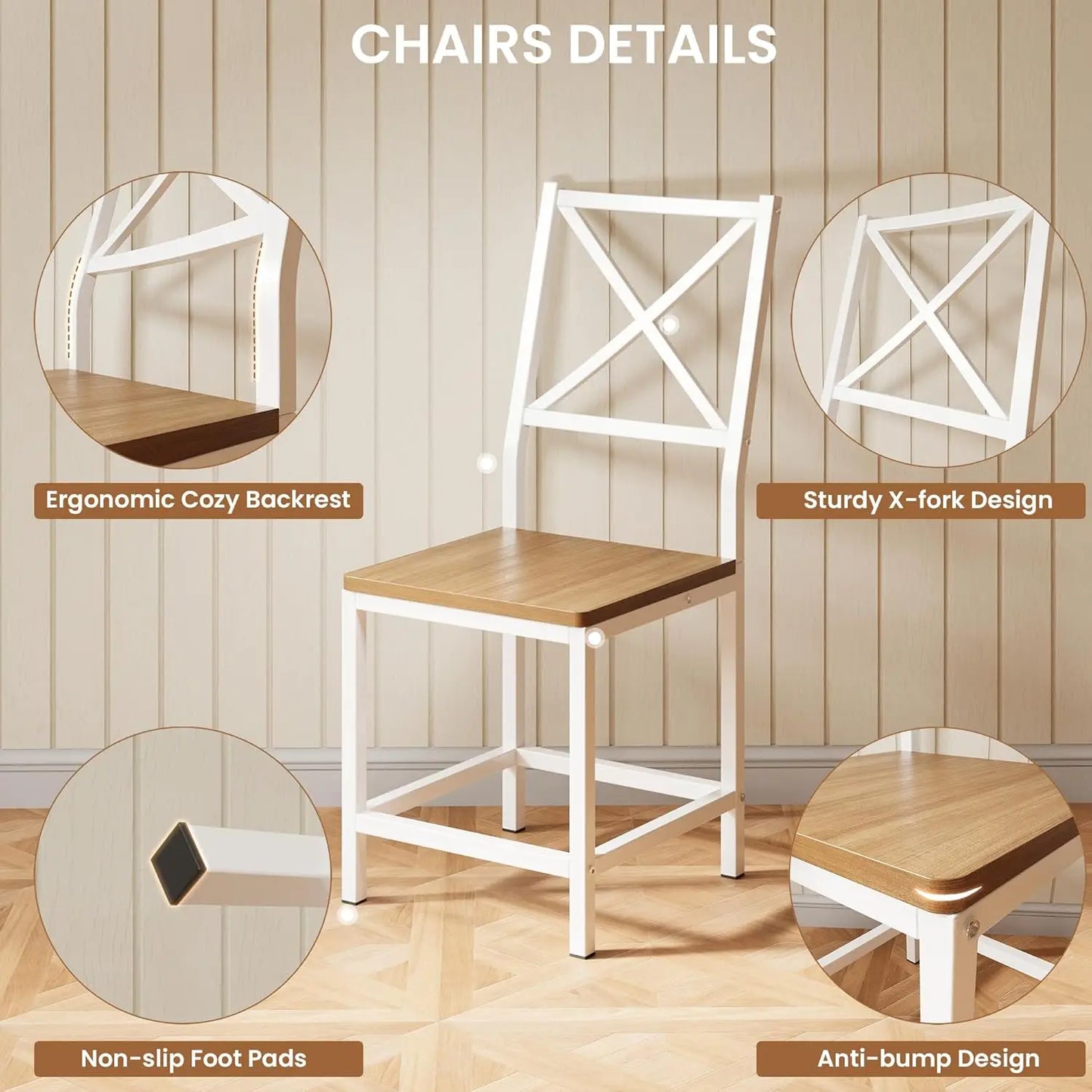 IRONCK Dining Table Set For 4 With 4 Stools Dining Room