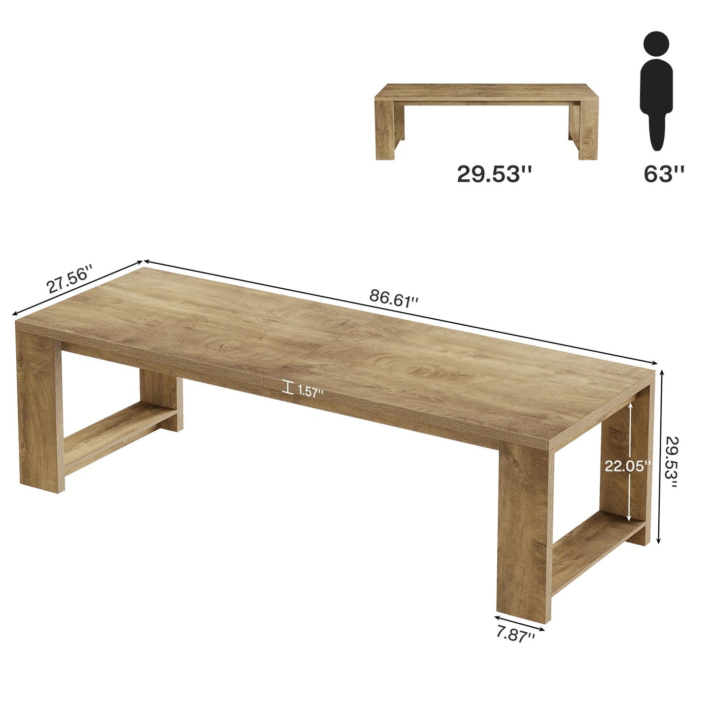 Tribesigns Modern Dining Table With Pedestal Base Rectangular Kitchen