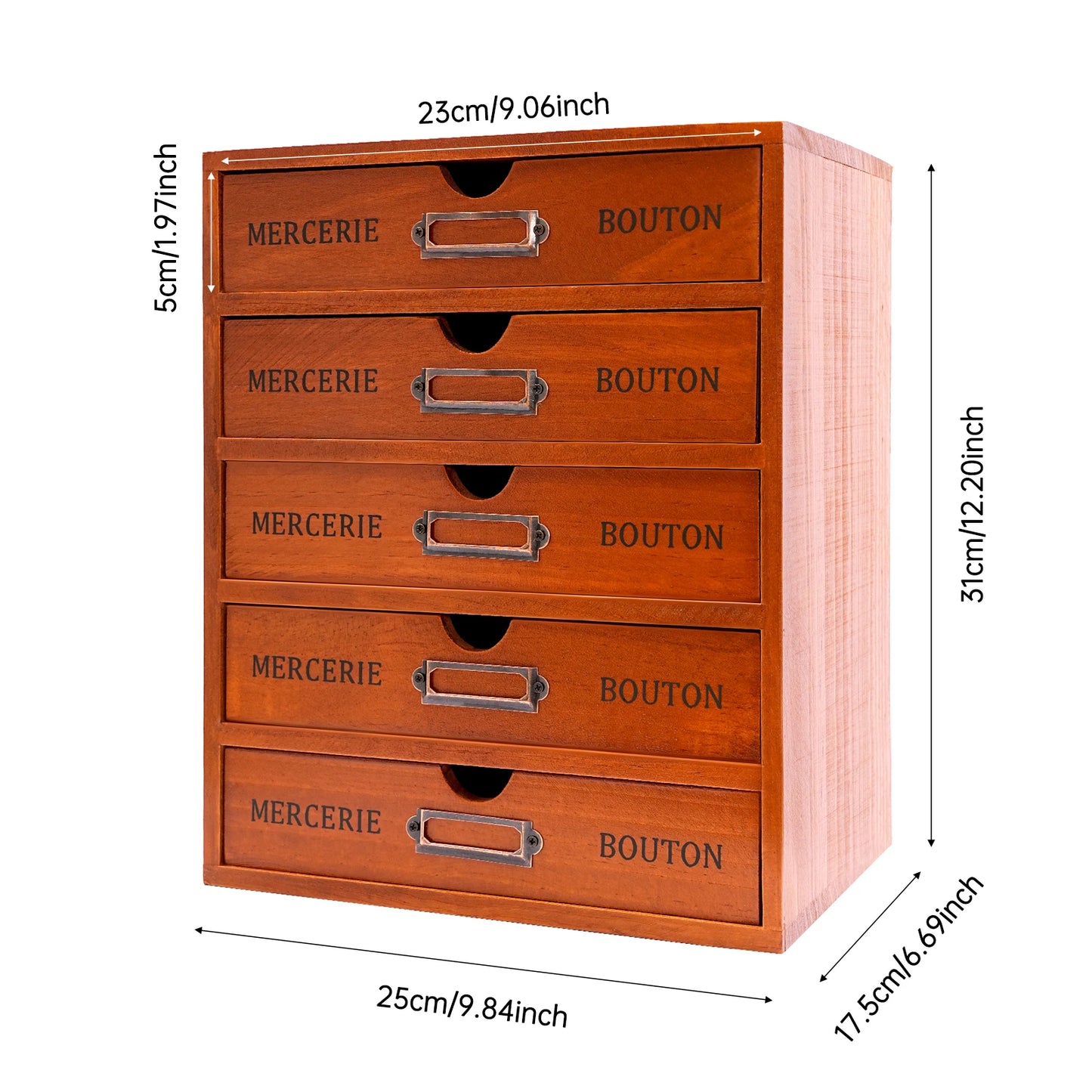 NONECN 5 Drawer Wooden Desk Organizer For Office Study Bedroom