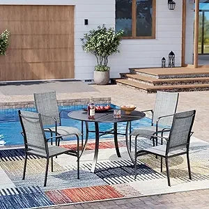 All-Weather Rattan Patio Dining Set With Removable Cushions Umbrella Hole