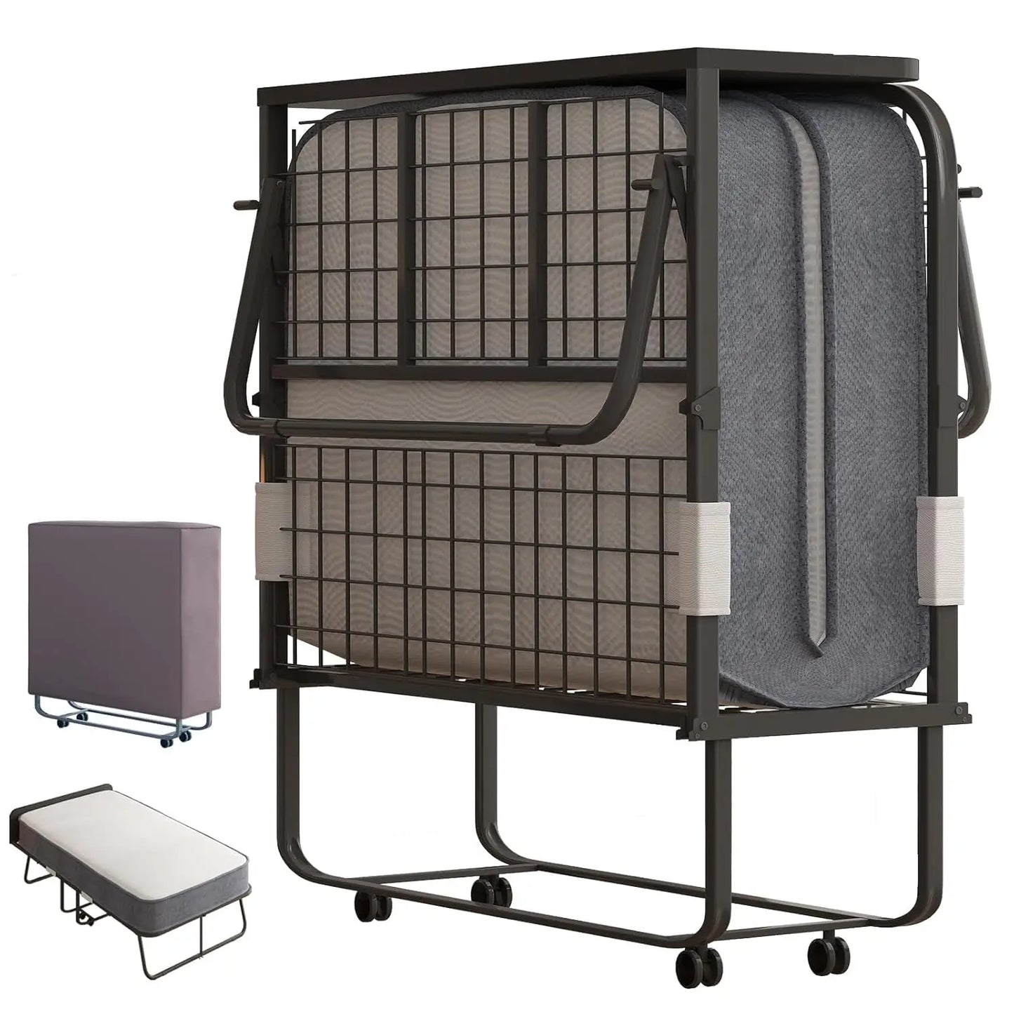 Foldable Adult Rollaway Bed With Mattress And Headboard