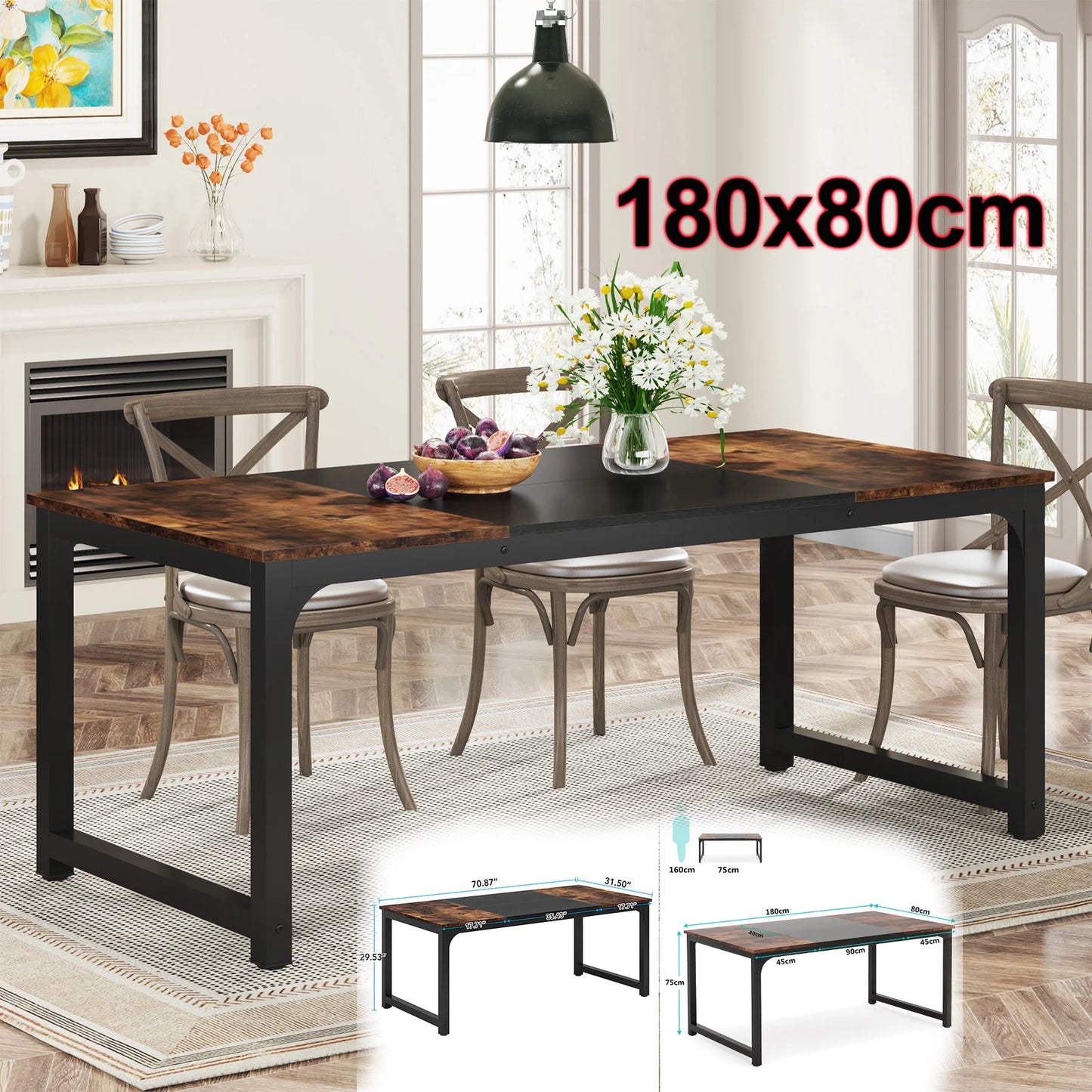 Tribesigns Industrial Dining Table Kitchen and Dining Room