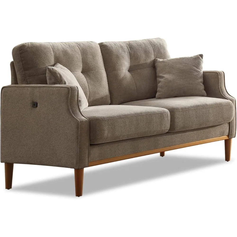 Ticify Velvet Upholstered Loveseat Sofa With USB Port