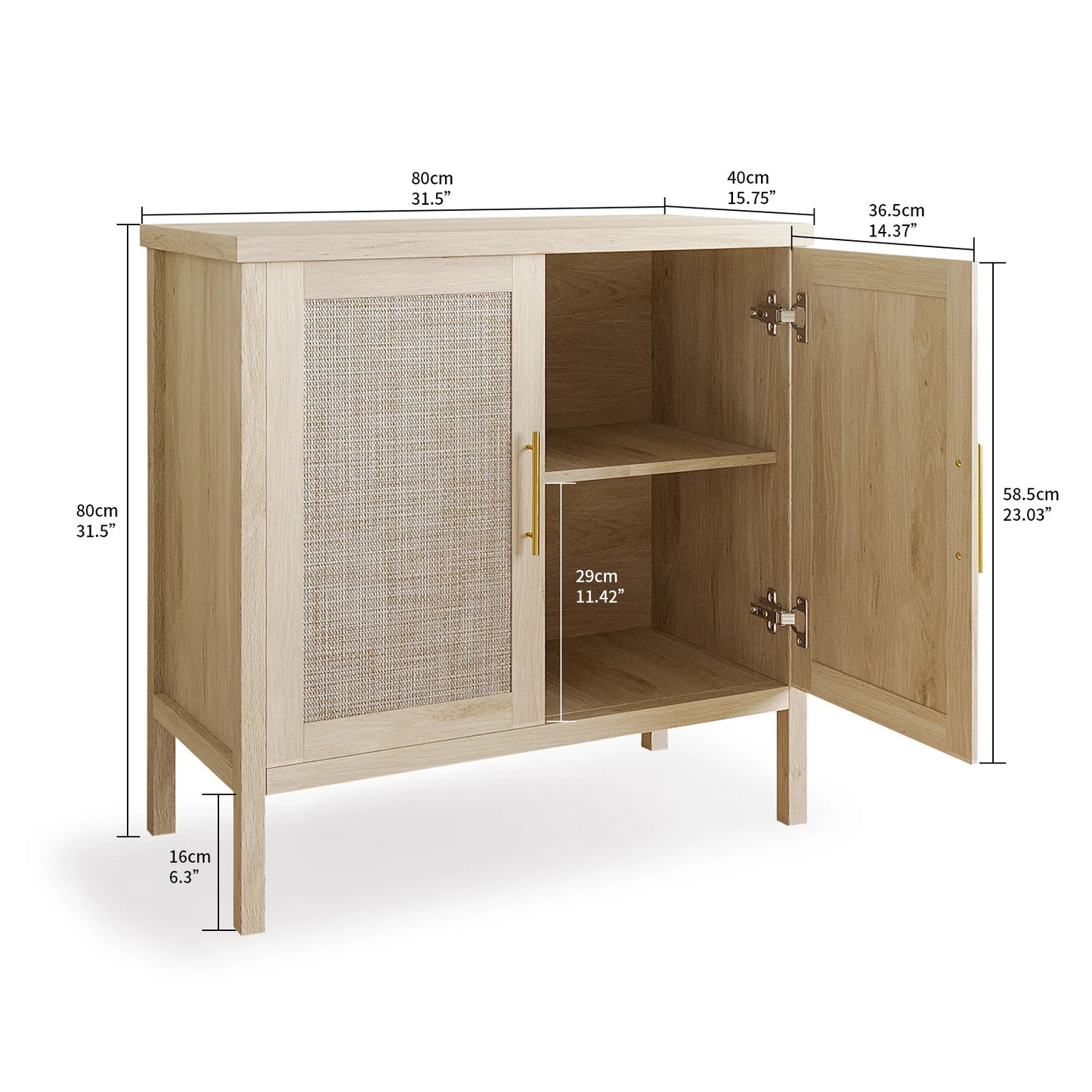 NONEDrawer Rattan Storage Cabinet With Decorated Doors Buffet Sideboard For Hallway Living Room