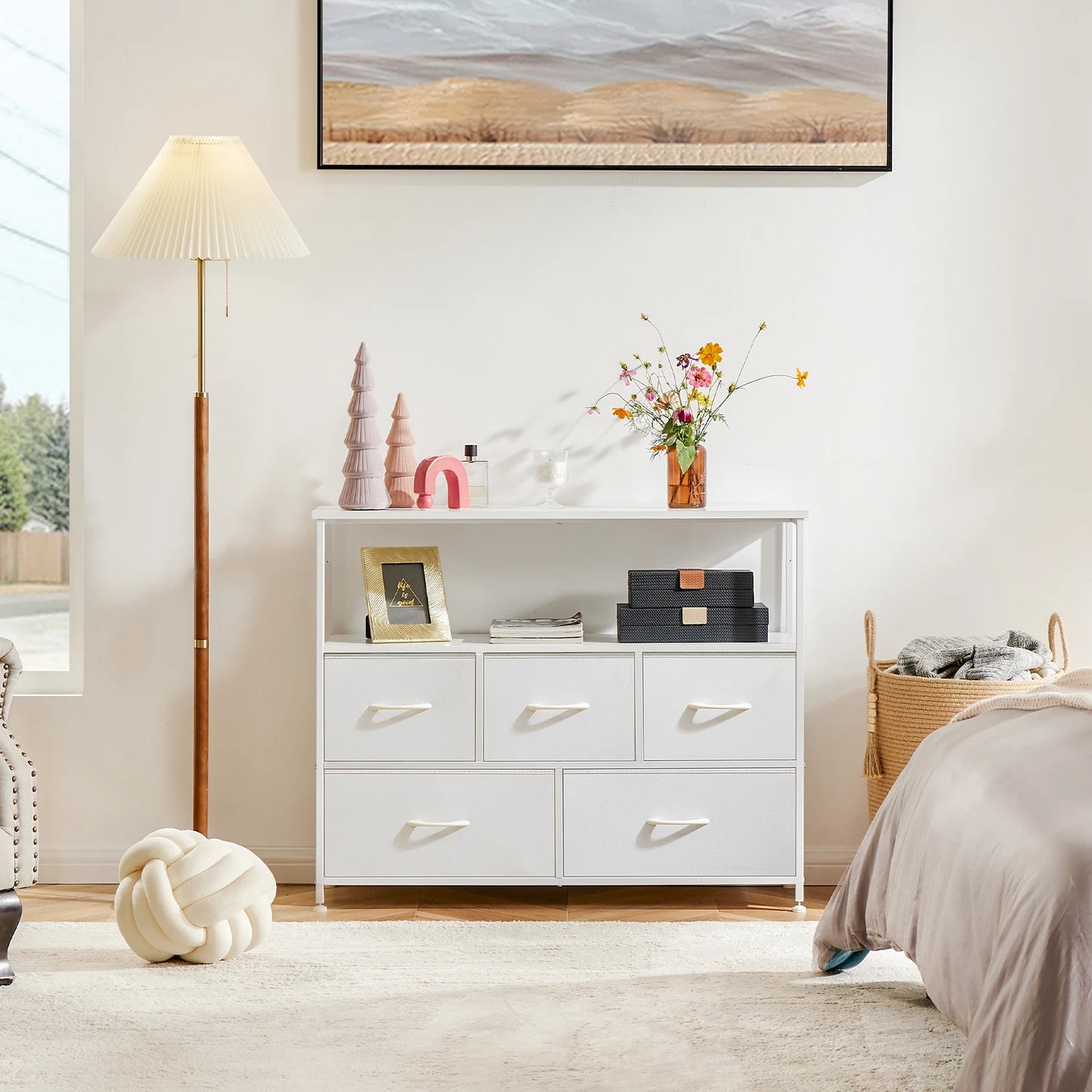 JHK Multifunction Wardrobe Chest With Fabric Drawers For Bedroom Storage