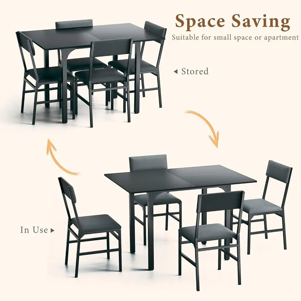 Extendable Dining Set For Four With Cushioned Chairs