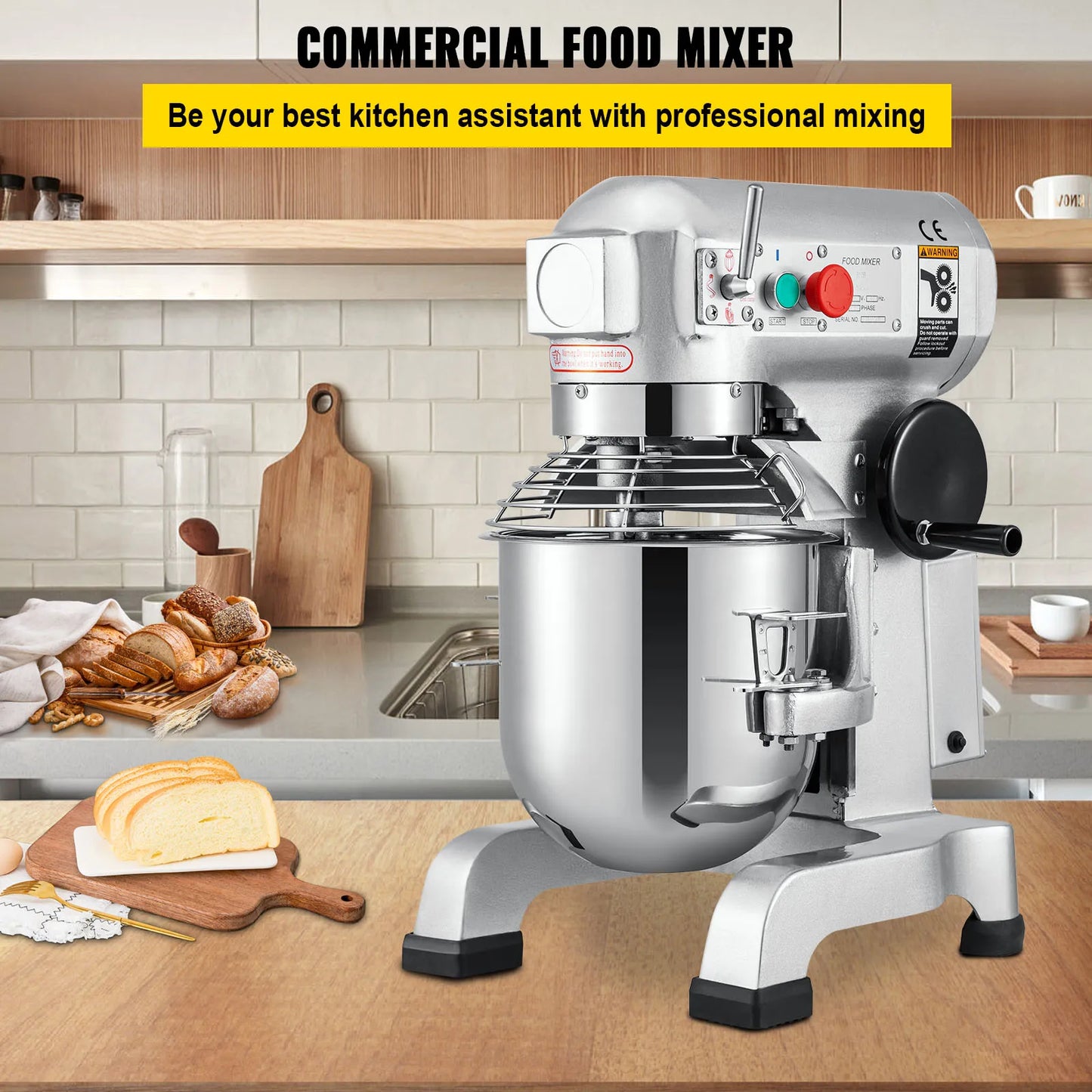 SucceBuy Electric Dough Machine Stainless Steel Commercial Mixer Processor
