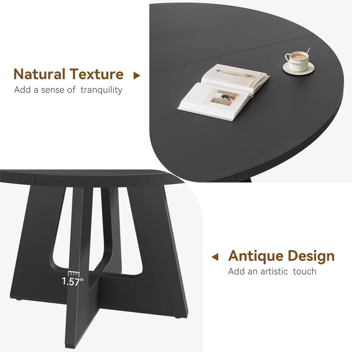 Farmhouse Round Wooden Dining Table For Home Dining Room