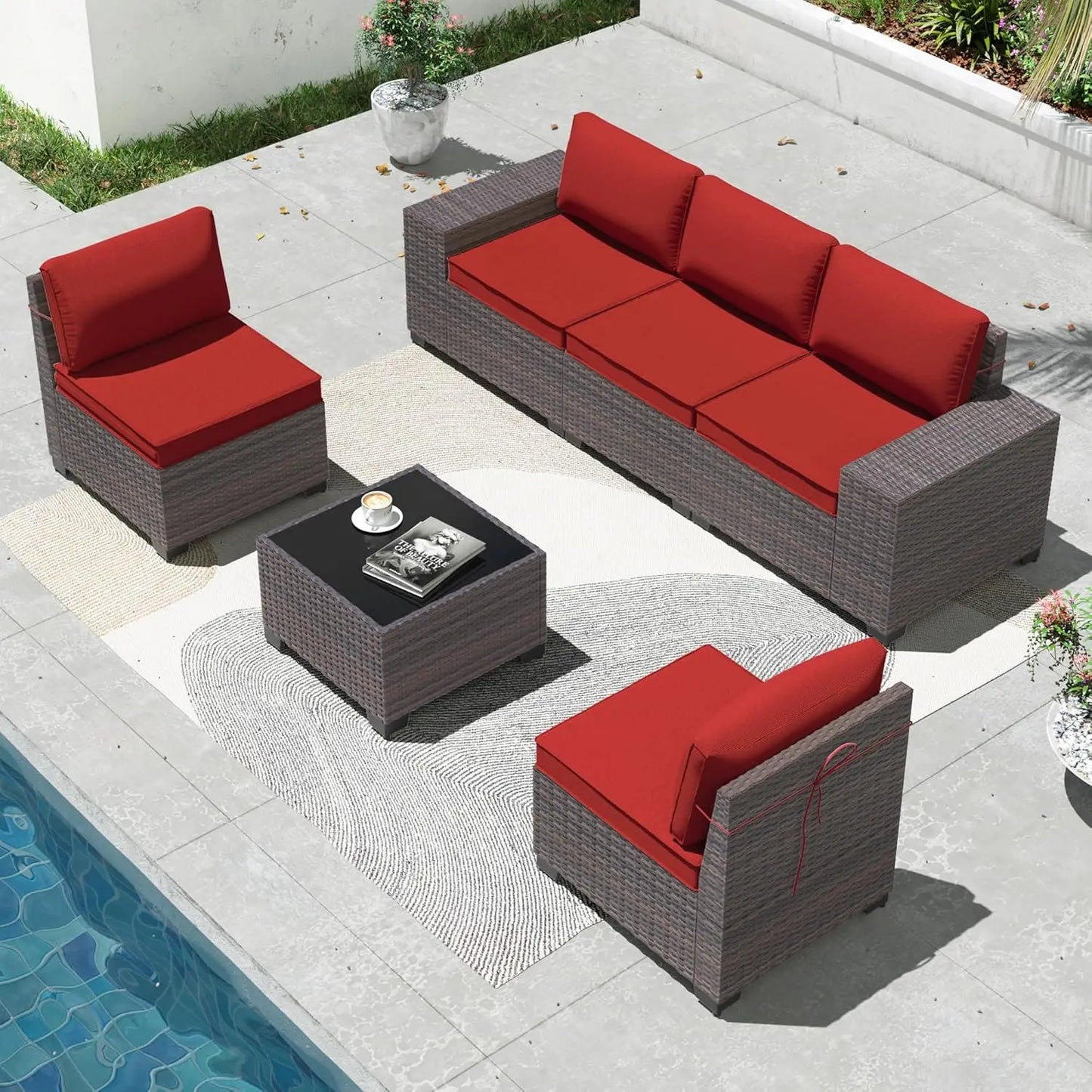 XIAOLANG Outdoor Patio Furniture Set With Glass Table