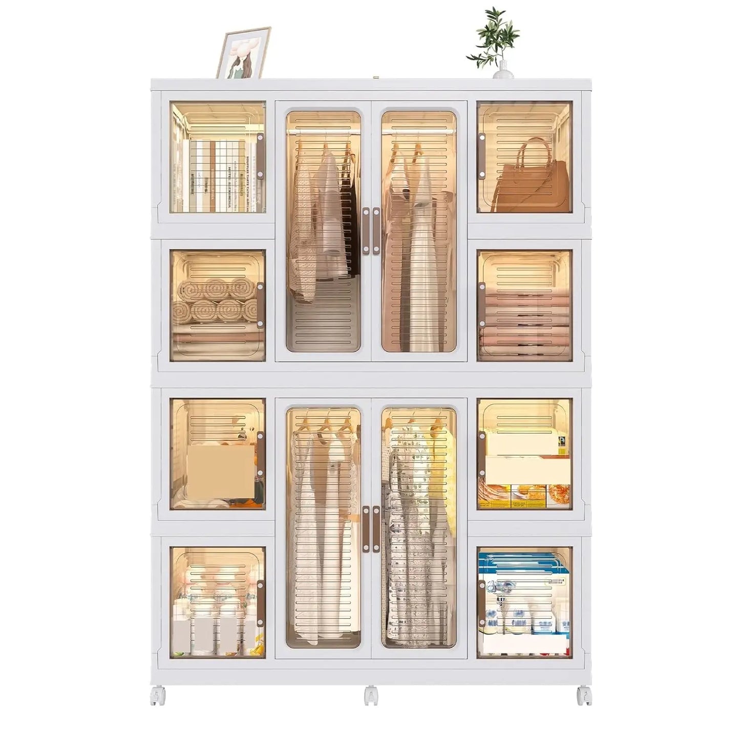 HUANZHUANG Modern Portable Wardrobe Closet Organizer With Magnetic Doors