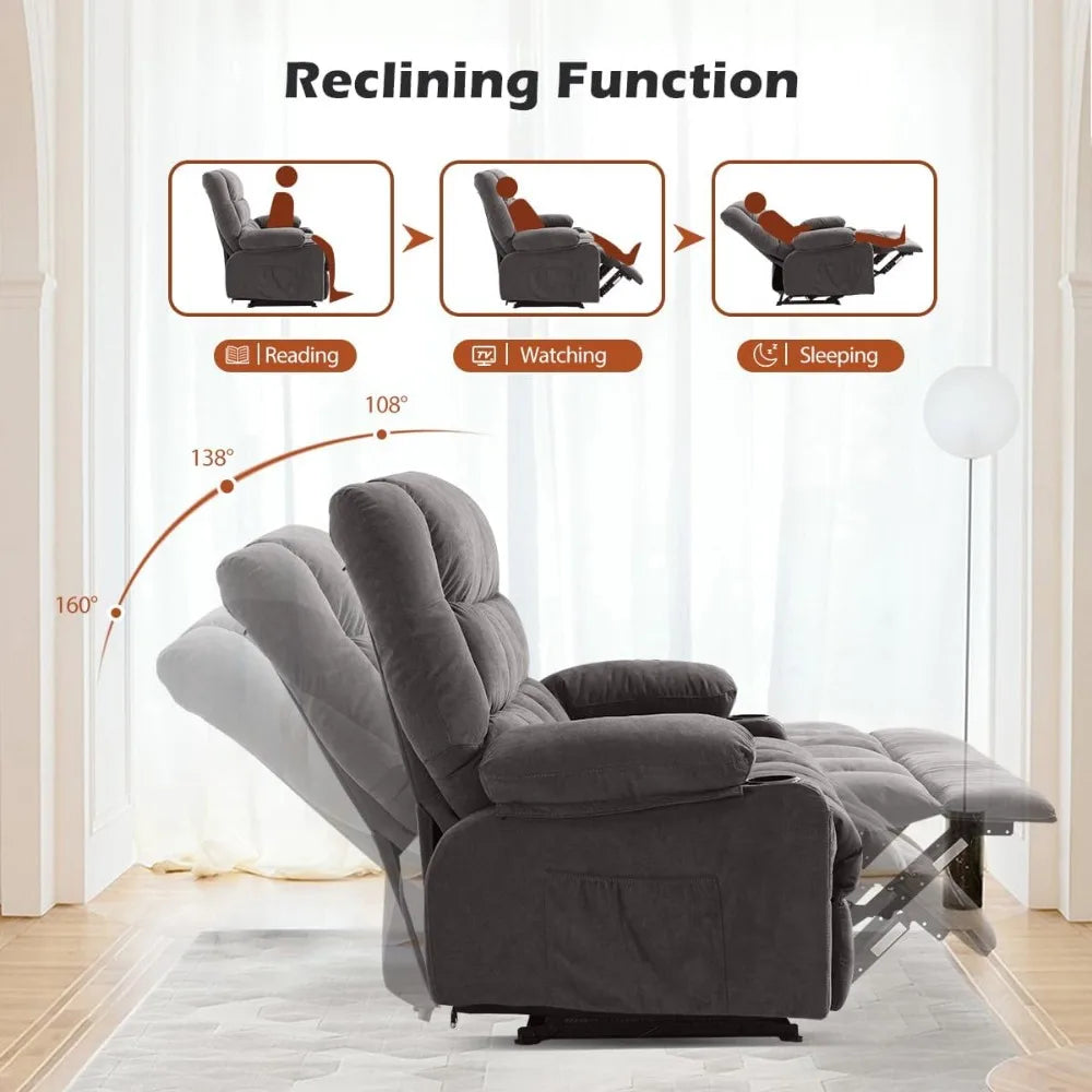 Manual Recliner Loveseat With Cup Holders For Living Room