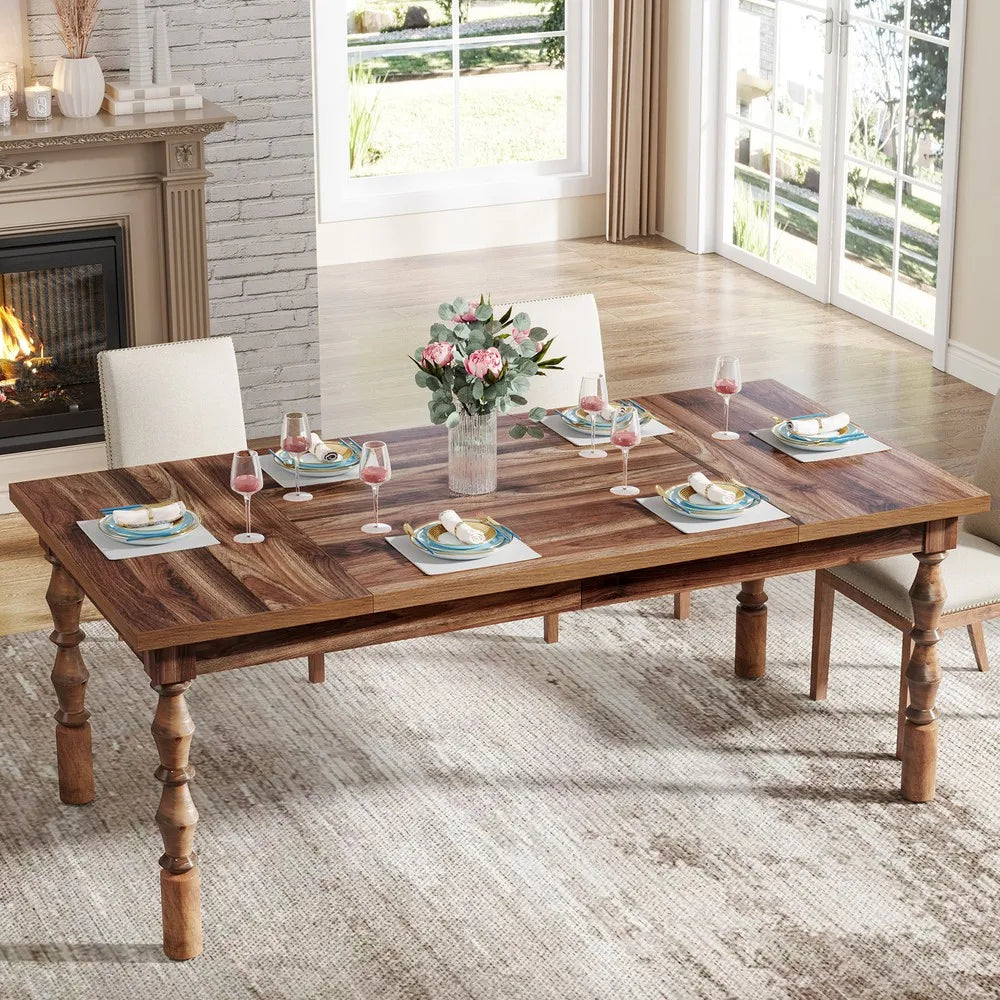 Farmhouse Wood Dining Table For 4 To 6 People