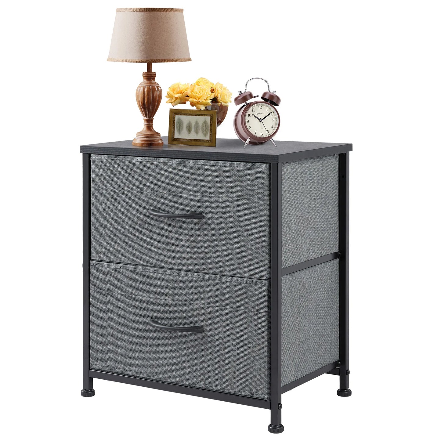 JHK Modern Nightstand With Fabric Drawers for Bedroom Storage Cabinet Furniture Multipurpose
