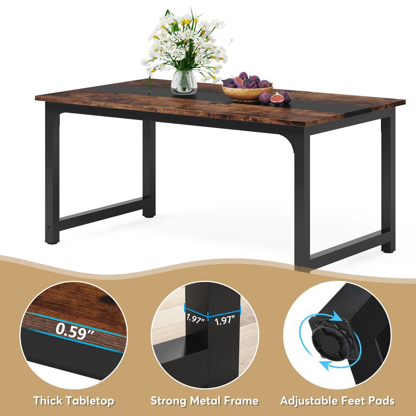 Tribesigns Industrial Dining Table Kitchen and Dining Room